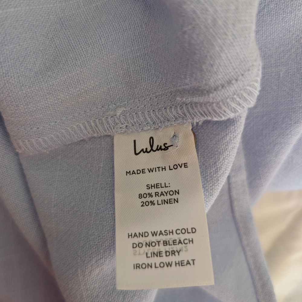 Lulus Womens Medium Sleeveless Button Down Blouse Blue NWT Preppy Academia - Picture 8 of 8